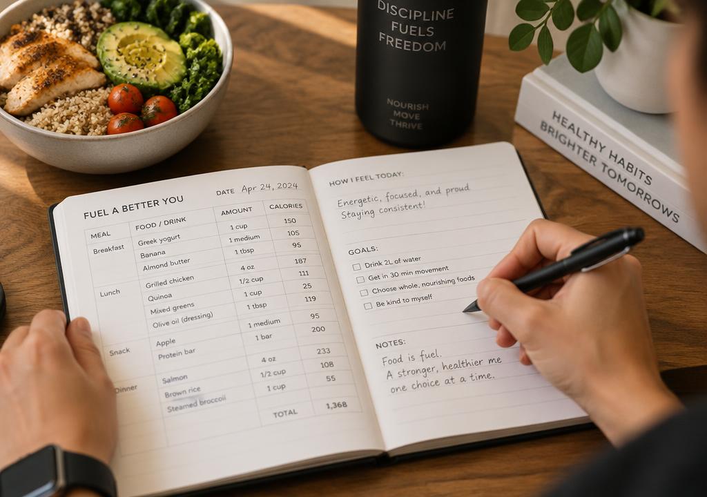 Person writing in a nutrition journal